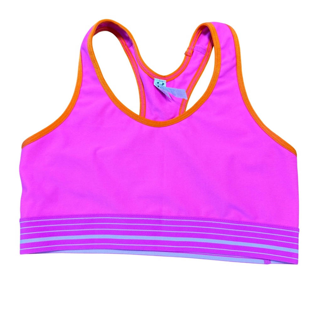 Under Armour HeatGear Compression Sports Bra Pink Orange Racerback Small NWOT